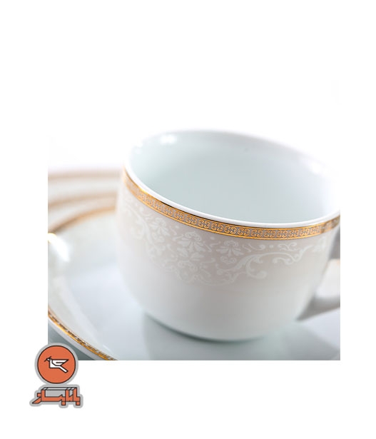 سرویس 6 نفره چای خوری چینی زرین طرح ریوا طلایی